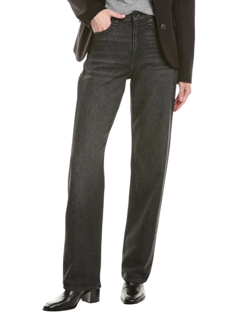 New The Shannon Ultra Stretch Washed Black High-Rise Jean Terry Cloth Size 26